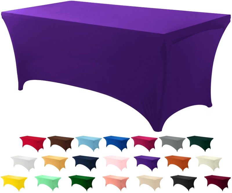 Utopia Kitchen 6FT Spandex Tablecloth [1 Pack, Purple] 200 GSM Stretch, Fitted, Washable and Wrinkle Resistant Table Cloth Rectangle Cover for Trade Shows, Wedding, Parties [72Lx30Wx30H Inch]